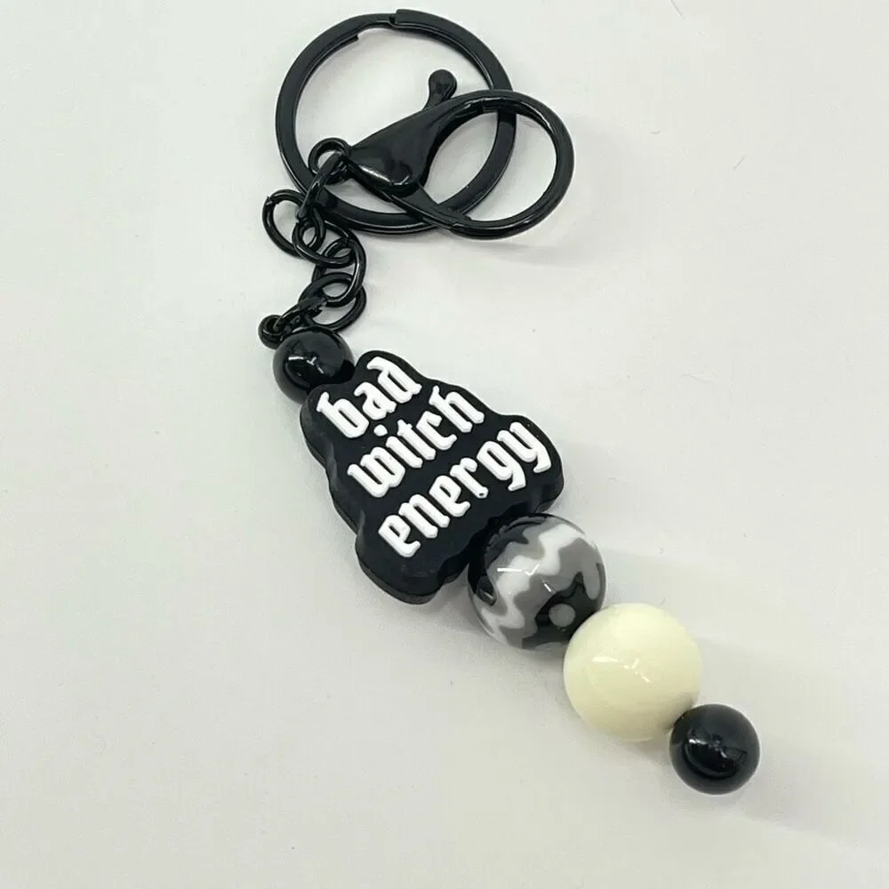 Keychain purse charm Beaded Keychain For Women, Silicone bead Bad Witch Energy